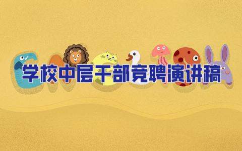 學校中層干部競聘演講稿 學校中層干部競聘演講稿范文