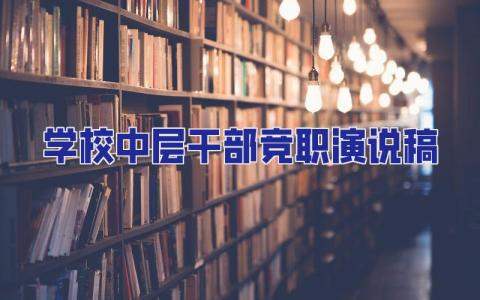 學校中層干部競職演說稿 學校中層干部競職演說稿子