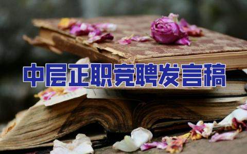 中層正職競聘發言稿 中層正職競聘發言稿范文