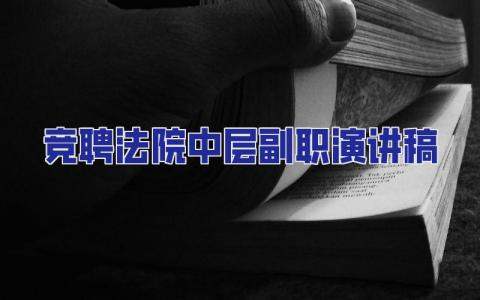 競聘法院中層副職演講稿 法院競聘中層干部演講稿